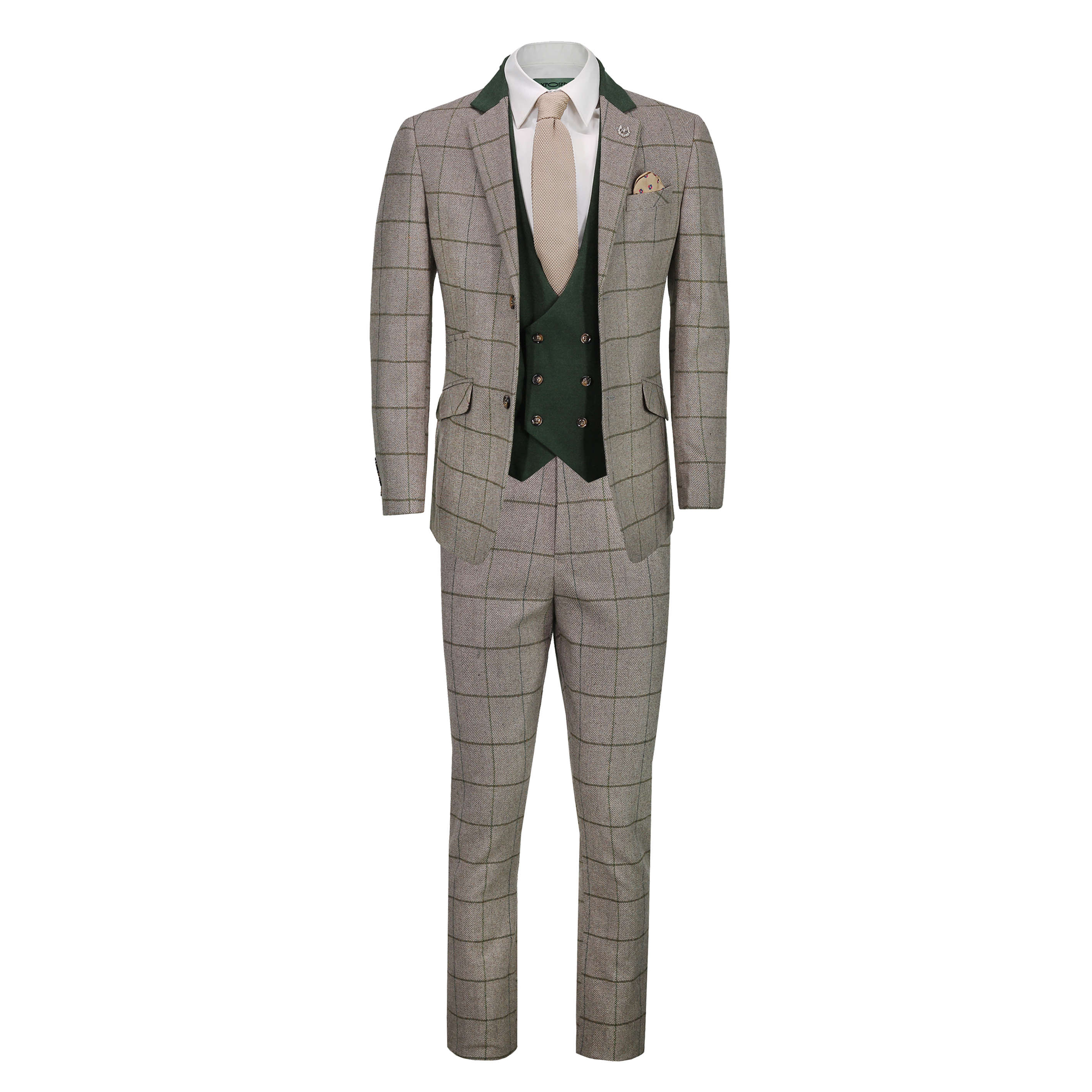Mens Classic 3 Piece Tweed Suit Herringbone Check Smart Retro Tailored Fit Suit Ebay